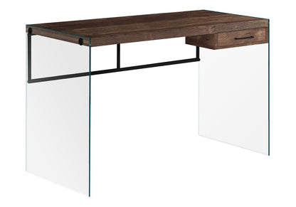 48" Brown and Clear Computer Desk