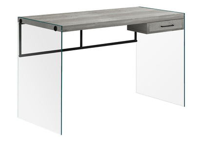 24" Gray and Clear Computer Desk