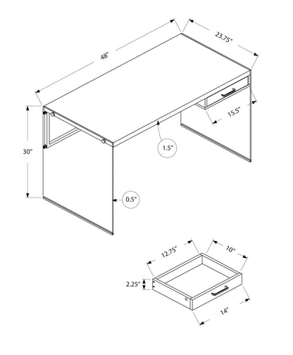 24" Gray and Clear Computer Desk