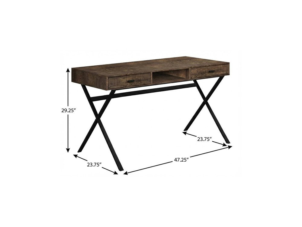47" White and Silver Computer Desk With Two Drawers