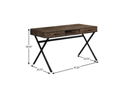 47" White and Silver Computer Desk With Two Drawers