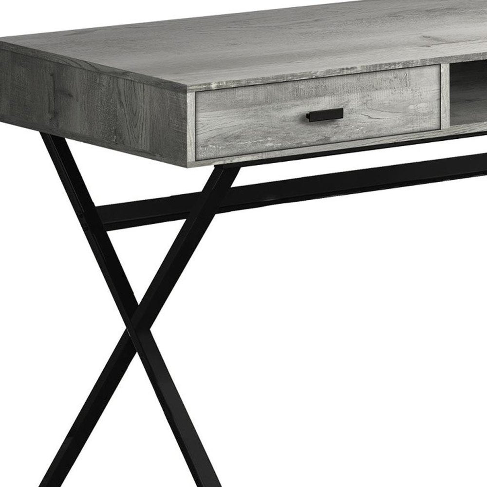 24" White and Silver Computer Desk With Two Drawers