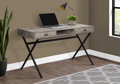 24" White and Silver Computer Desk With Two Drawers