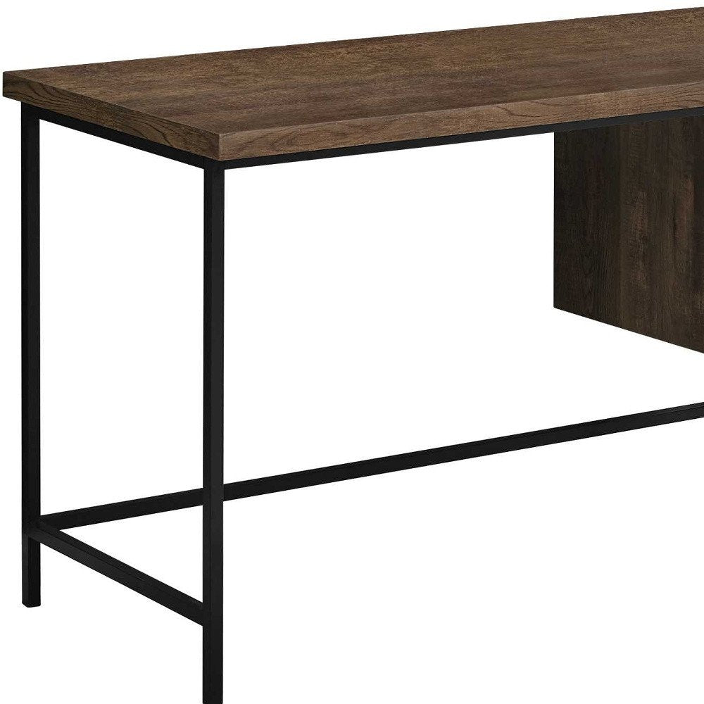 55" Brown and Black Computer Desk With Three Drawers