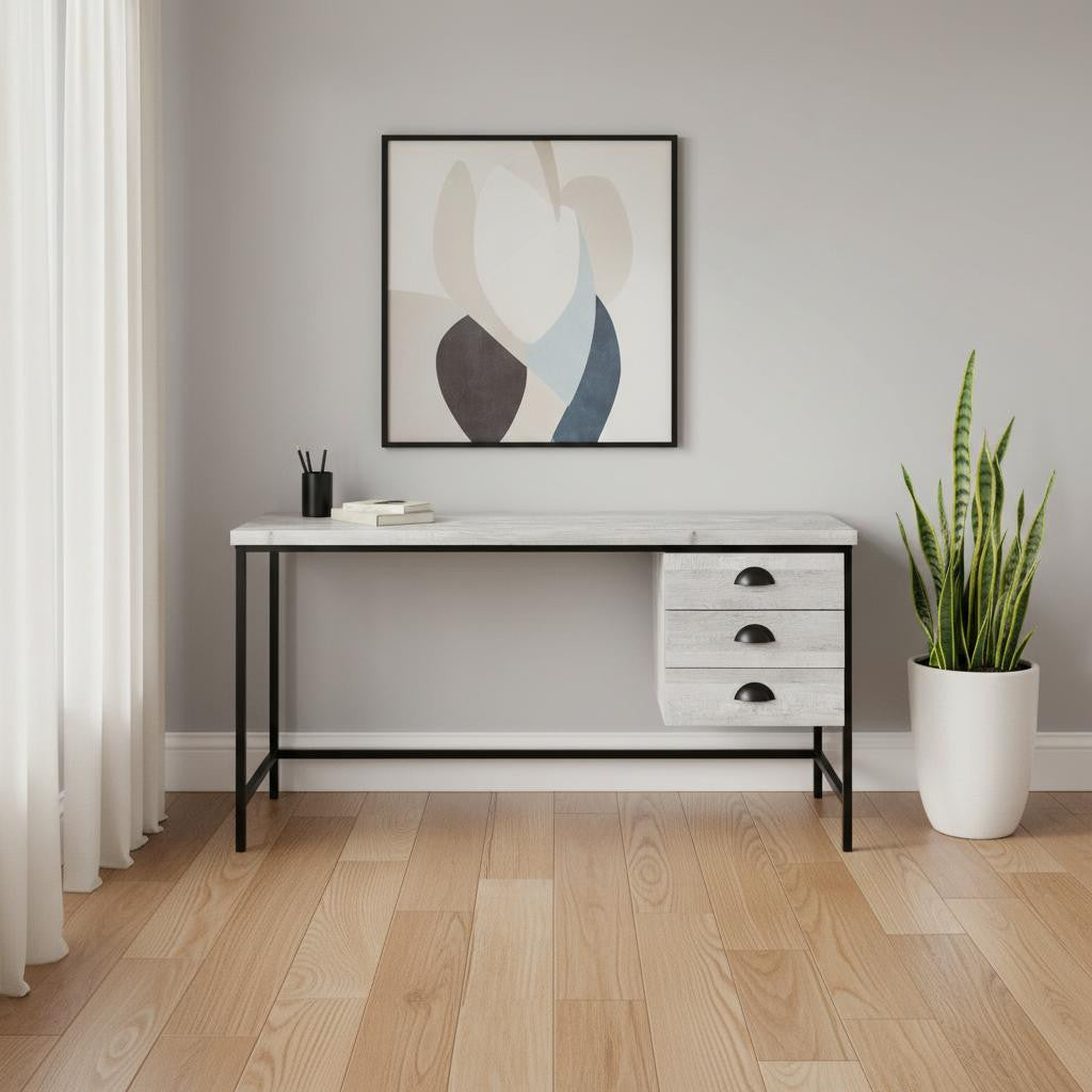 24" Brown and Black Computer Desk With Three Drawers