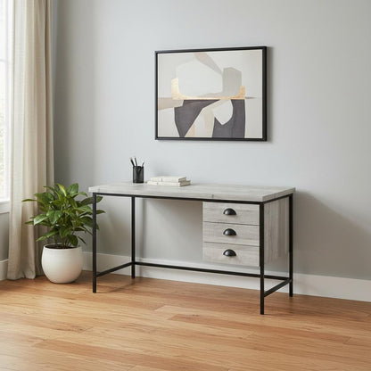 24" Brown and Black Computer Desk With Three Drawers