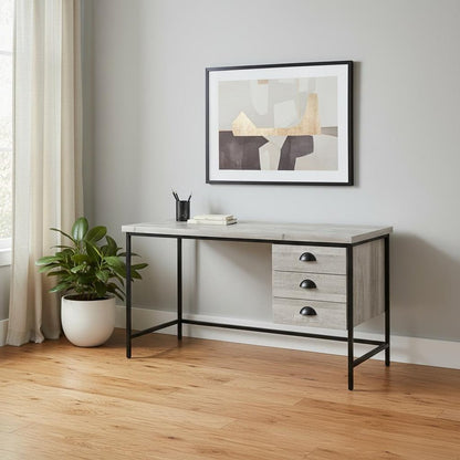 24" Brown and Black Computer Desk With Three Drawers