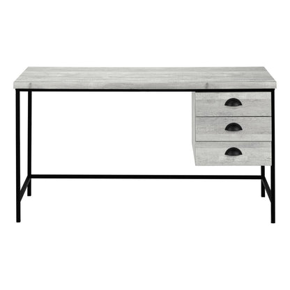 55" Brown and Black Computer Desk With Three Drawers