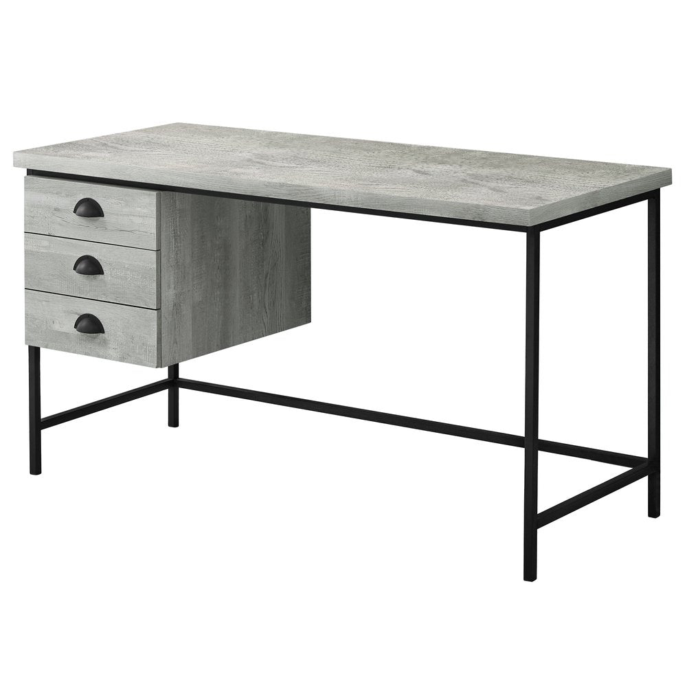 55" Brown and Black Computer Desk With Three Drawers