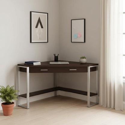 42" Taupe and Silver Corner Computer Desk
