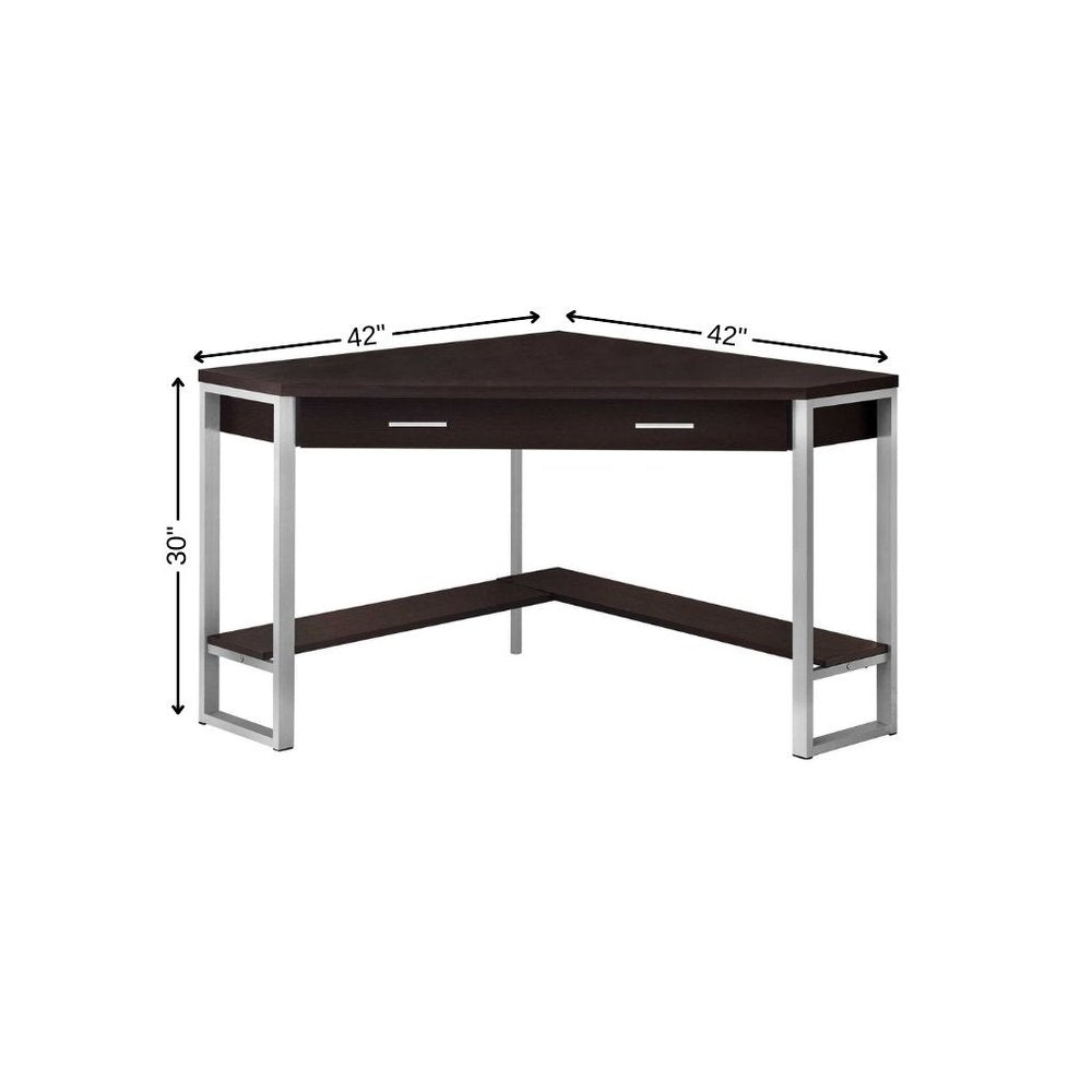 42" Taupe and Silver Corner Computer Desk