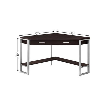 42" Taupe and Silver Corner Computer Desk