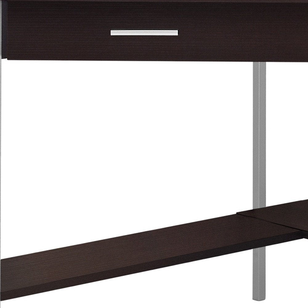 42" Taupe and Silver Corner Computer Desk