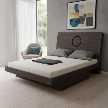 Gray Wood King Bed Frame With Drawer