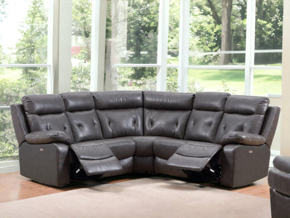 Dark Gray Polyester Blend Power Reclining U Shaped Three Piece Corner Sectional