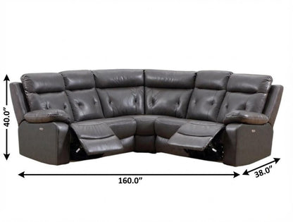 Dark Gray Polyester Blend Power Reclining U Shaped Three Piece Corner Sectional