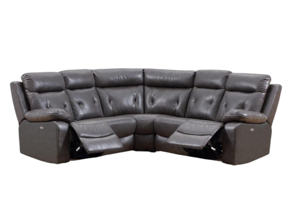 Dark Gray Polyester Blend Power Reclining U Shaped Three Piece Corner Sectional