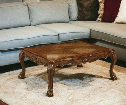 54" Brown Solid Wood Coffee Table