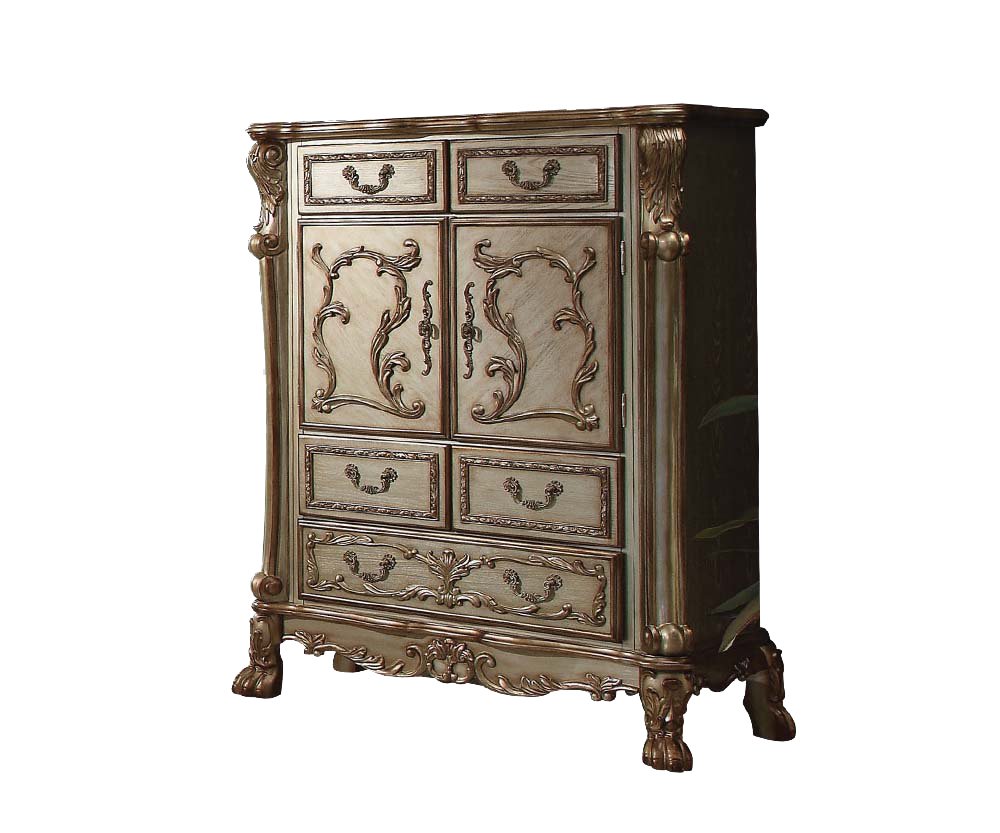 20" Brown Solid Wood Five Drawer