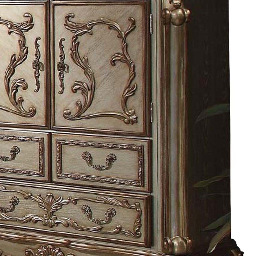 20" Brown Solid Wood Five Drawer