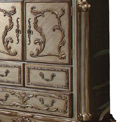 20" Brown Solid Wood Five Drawer