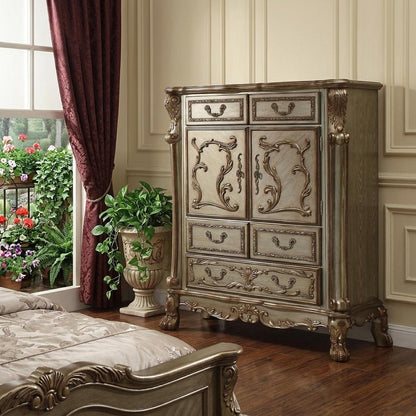 20" Brown Solid Wood Five Drawer