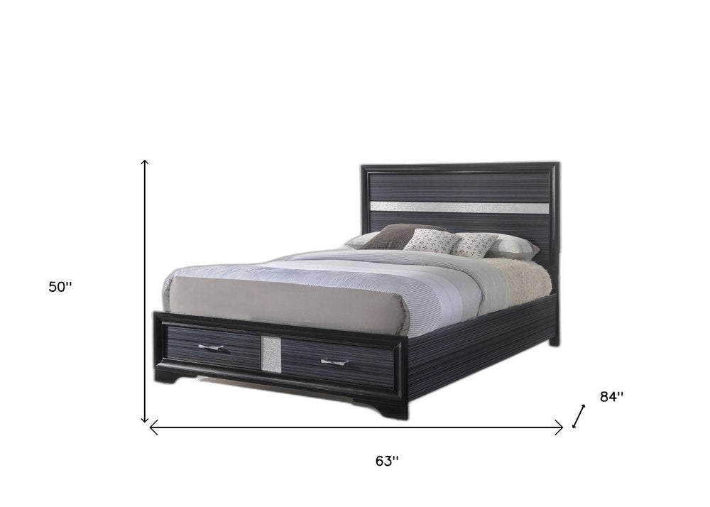 Black And Gray Wood Queen With Two Drawers Bed Frame