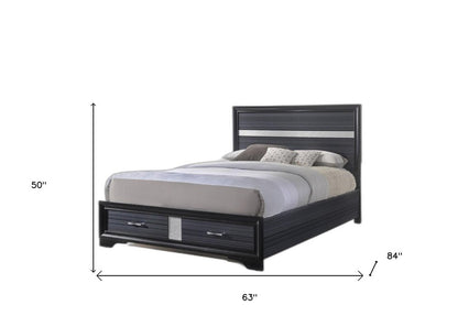 Black And Gray Wood Queen With Two Drawers Bed Frame