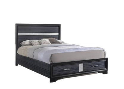 Black And Gray Wood Queen With Two Drawers Bed Frame