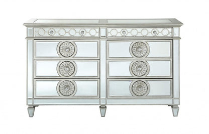 68" Gray Wood Six Drawer Double Dresser