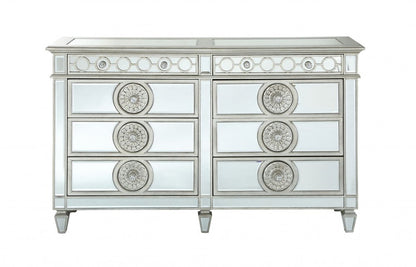 68" Gray Wood Six Drawer Double Dresser