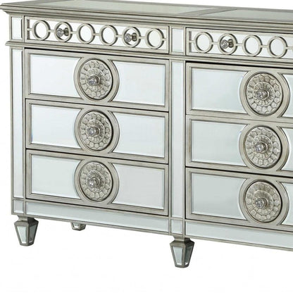 68" Gray Wood Six Drawer Double Dresser