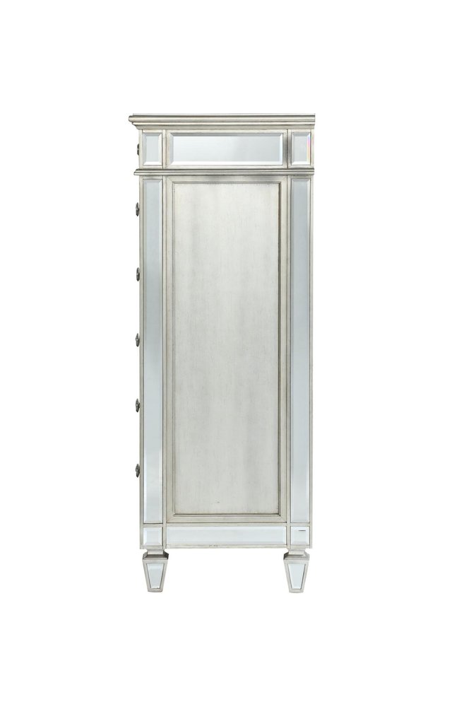 44" Silver Solid Wood Mirrored Six Drawer Dresser