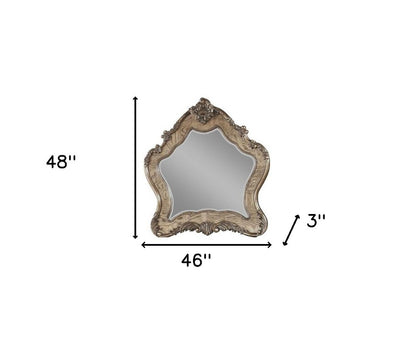 48" Oak Abstract Wood Framed Mounted Dresser Mirror