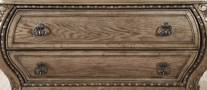 73" Brown Carved Scrollwork Solid Wood Eleven Drawer Triple Dresser