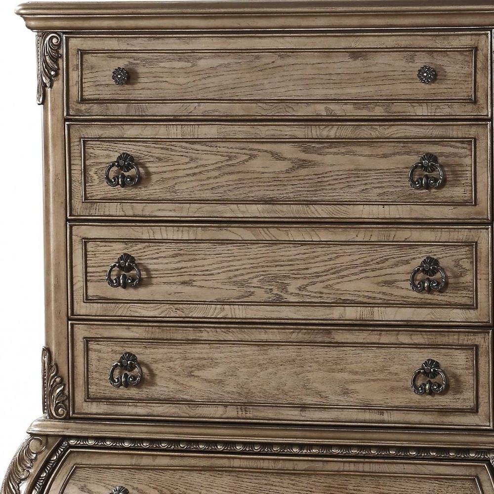 21" Brown Solid Wood Six Drawer