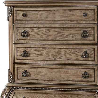 21" Brown Solid Wood Six Drawer