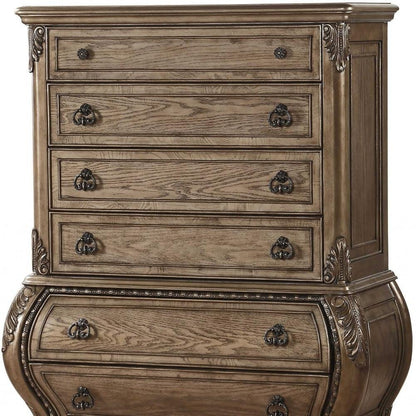 21" Brown Solid Wood Six Drawer