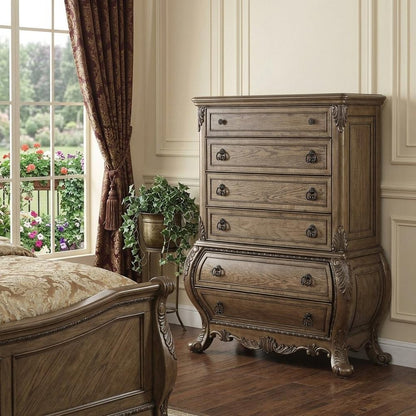 21" Brown Solid Wood Six Drawer
