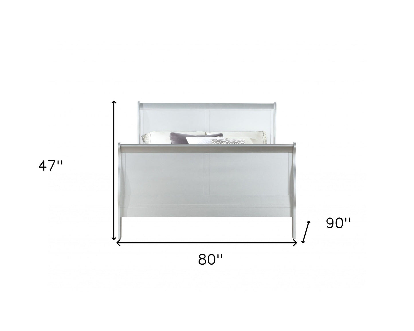 80" X 90" X 47" Platinum Wood Eastern King Bed