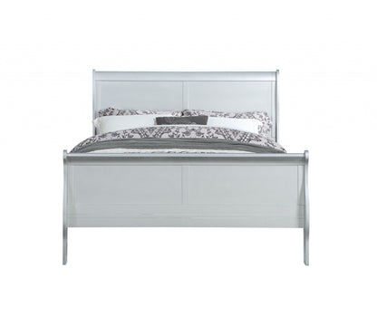 Solid Wood Tufted Silver Bed