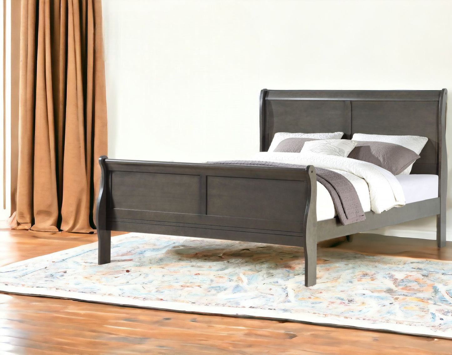 Queen Brown Sleigh Bed