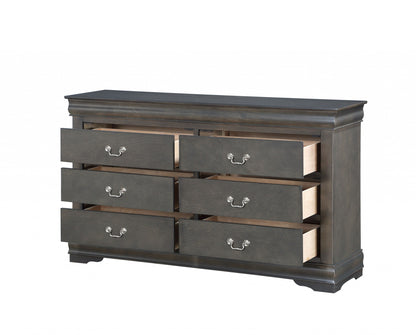 15" Gray Solid Wood Double Dresser