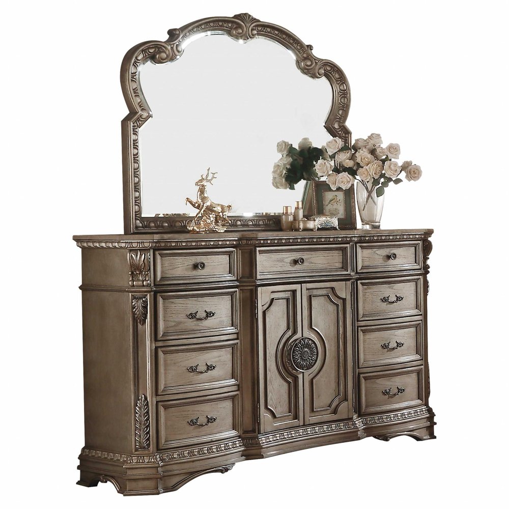 42" Brown Solid Wood Nine Drawer Combo Dresser