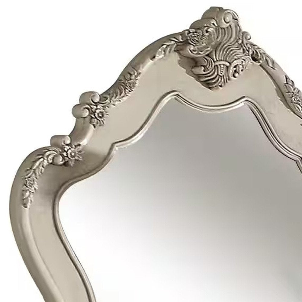 48" White Abstract Wood Framed Mounted Dresser Mirror