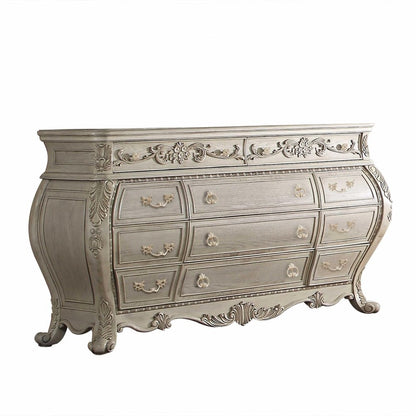 73" Off White Solid Wood Nine Drawer Double Dresser