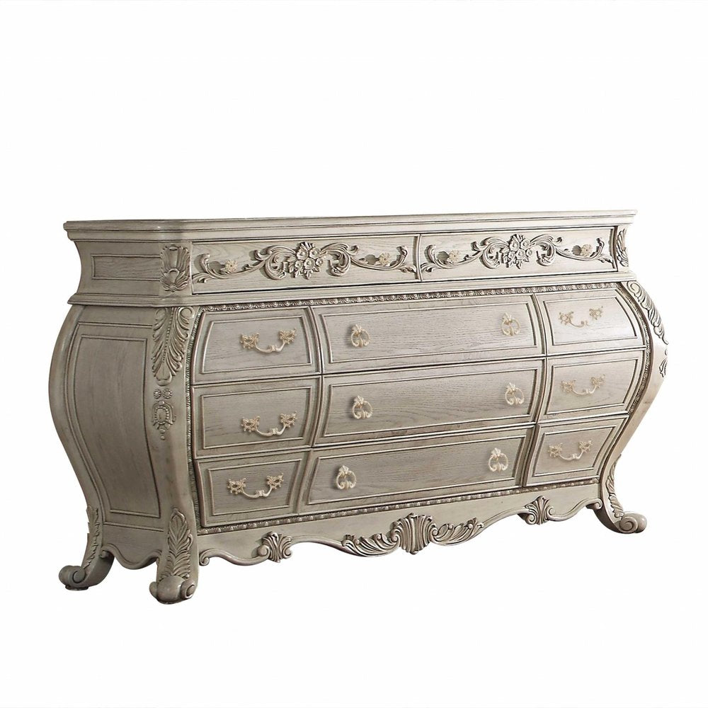 57" Gray Solid Wood Six Drawer Double Dresser