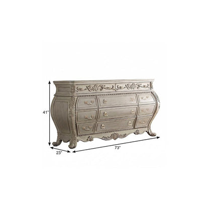 57" Gray Solid Wood Six Drawer Double Dresser