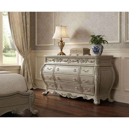 73" Off White Solid Wood Nine Drawer Double Dresser