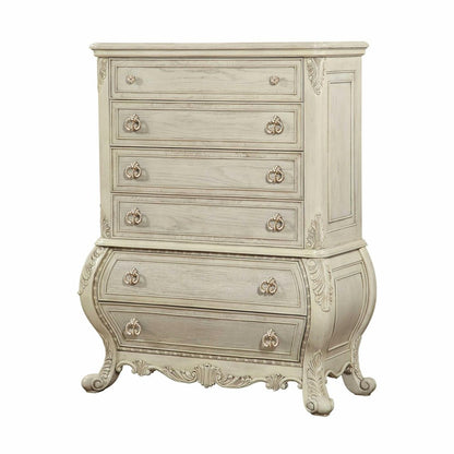 21" Cream Solid Wood Six Drawer